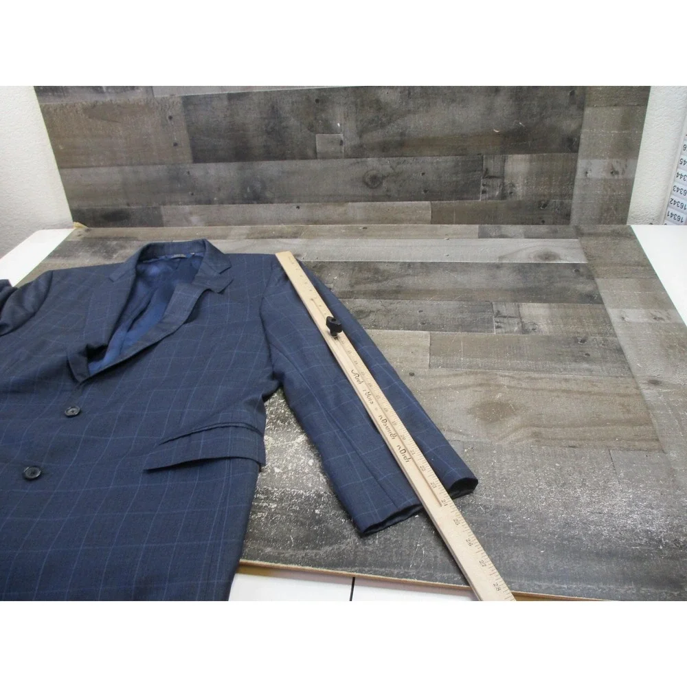 Brooks Brothers Blazer Mens 44 Regular Navy Windowpane 1818 Regent Wool Made USA